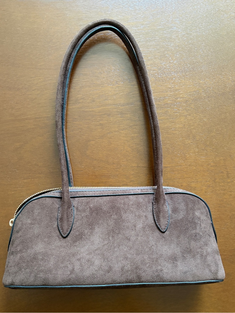 Brown faux suede purse